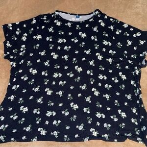 Old Navy Black Floral Short Sleeve Top